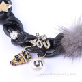 Ribbon Poms Jewellery With Skull Choker Collar For Womens